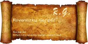 Rovenszky Gergő névjegykártya